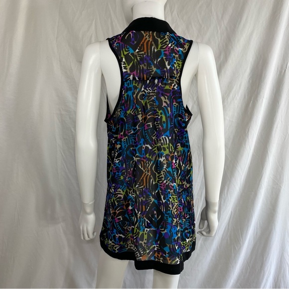 Nicole Miller Black Ploy Multi-Colored Abstract Design Sleeveless Tunic Blouse - Picture 3 of 5